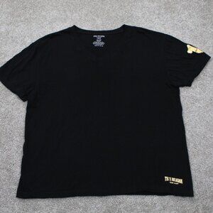 True Religion Shirt Mens Large Black V-Neck Short Sleeve Cotton Pullover